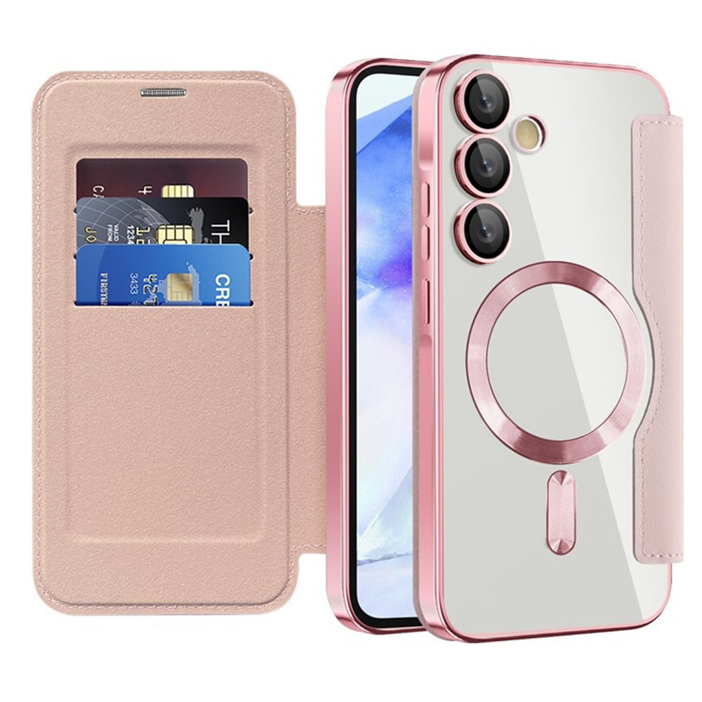 Funda MagSafe para Samsung Galaxy A55 5G A556, Techsuit, SmartMag Book, Rosa