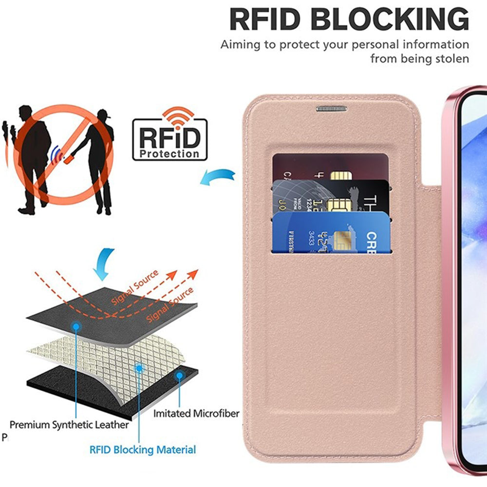 Funda MagSafe para Samsung Galaxy A55 5G A556, Techsuit, SmartMag Book, Rosa