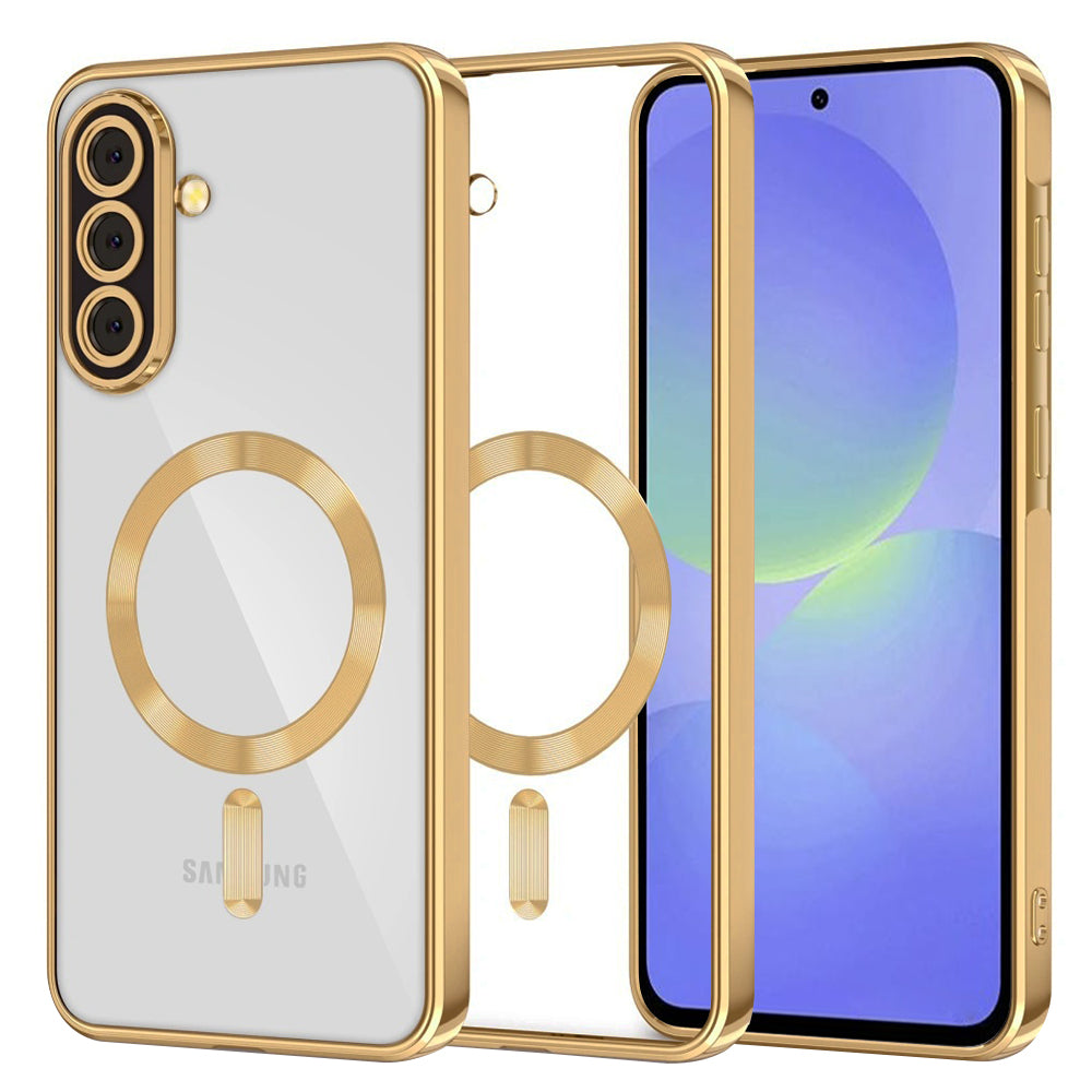 Funda MagSafe para Samsung Galaxy A56 A566 / A36 A366, Techsuit, Luxury Crystal, Dorada