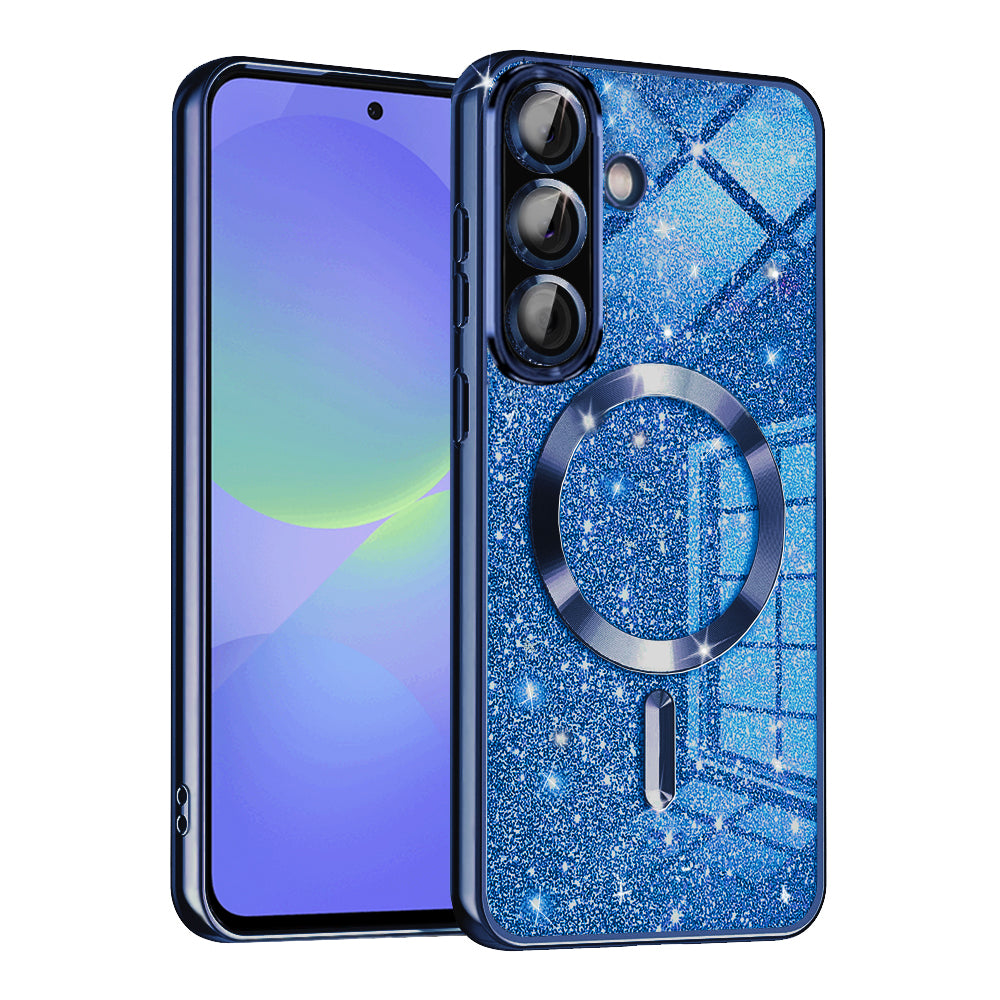 Funda MagSafe para Samsung Galaxy A56 A566 / A36 A366, Techsuit, Luxury Glitter, Azul Oscuro