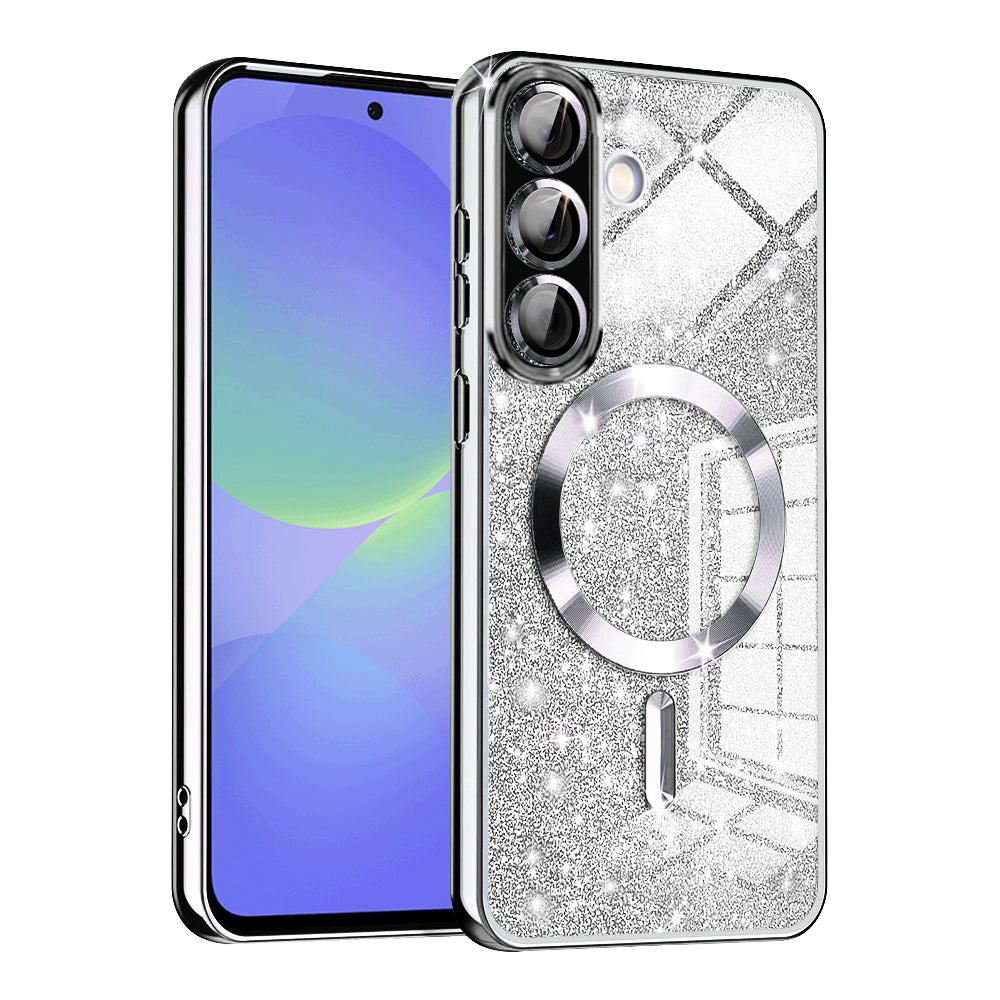 Funda MagSafe para Samsung Galaxy A56 A566 / A36 A366, Techsuit, Luxury Glitter, Plateada