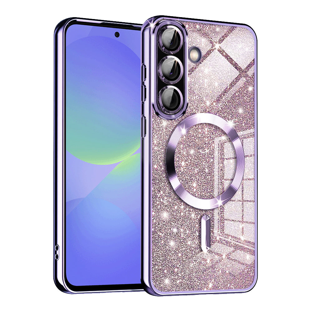 Funda MagSafe para Samsung Galaxy A56 A566 / A36 A366, Techsuit, Luxury Glitter, Morado Claro