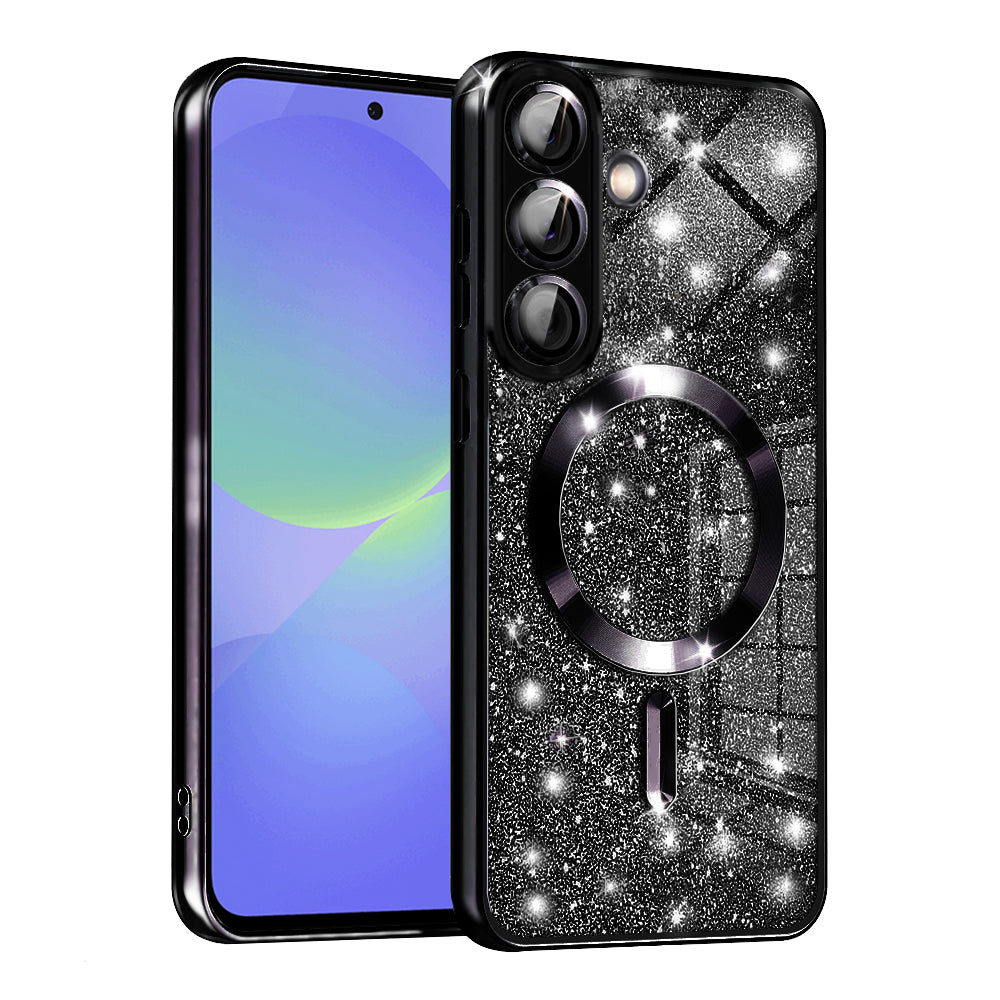 Funda MagSafe para Samsung Galaxy A56 A566 / A36 A366, Techsuit, Luxury Glitter, Negra