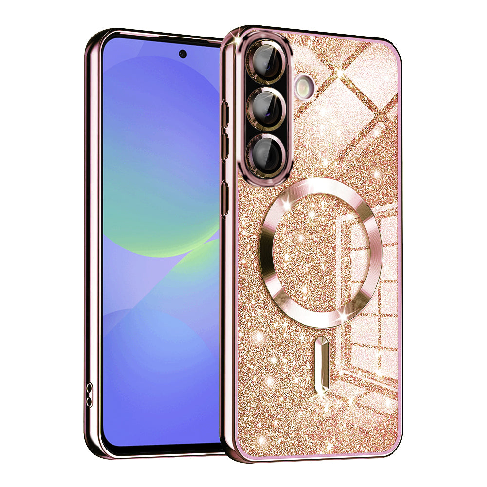 Funda MagSafe para Samsung Galaxy A56 A566 / A36 A366, Techsuit, Luxury Glitter, Rosa Dorado