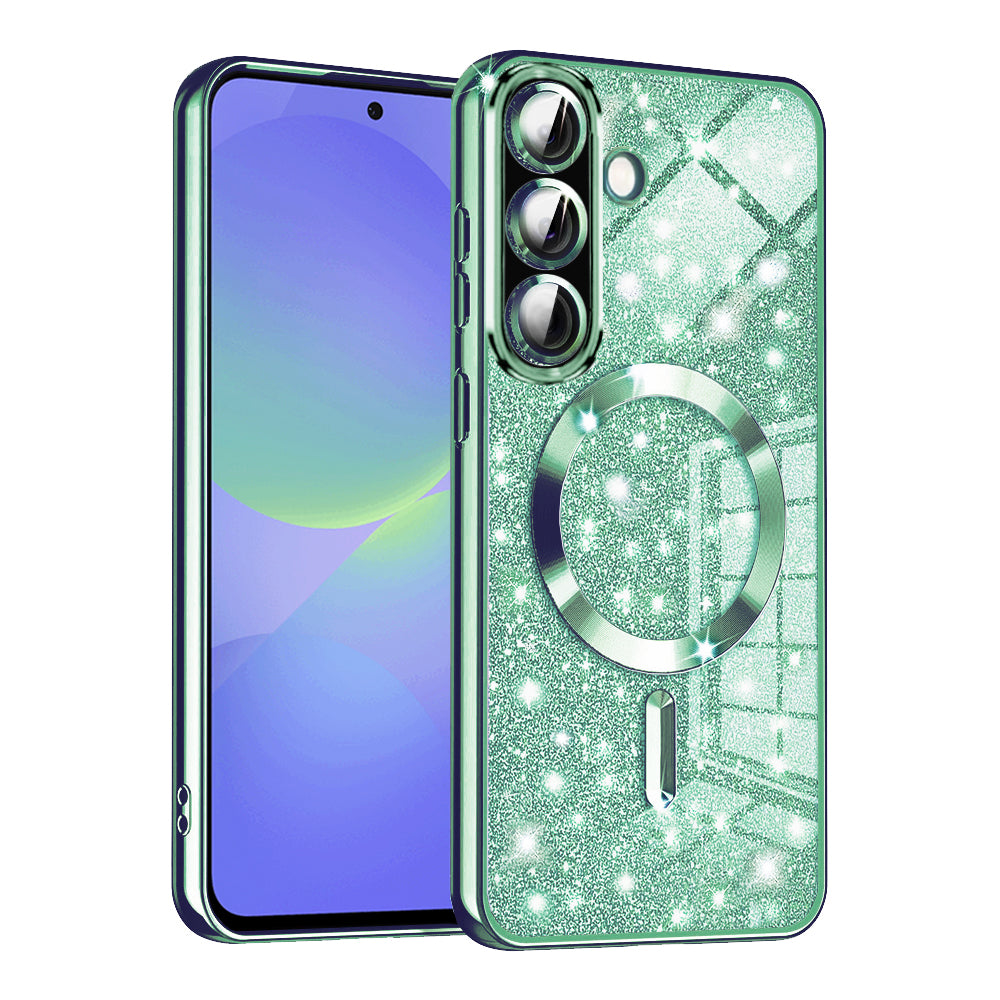 Funda MagSafe para Samsung Galaxy A56 A566 / A36 A366, Techsuit, Luxury Glitter, Verde Claro