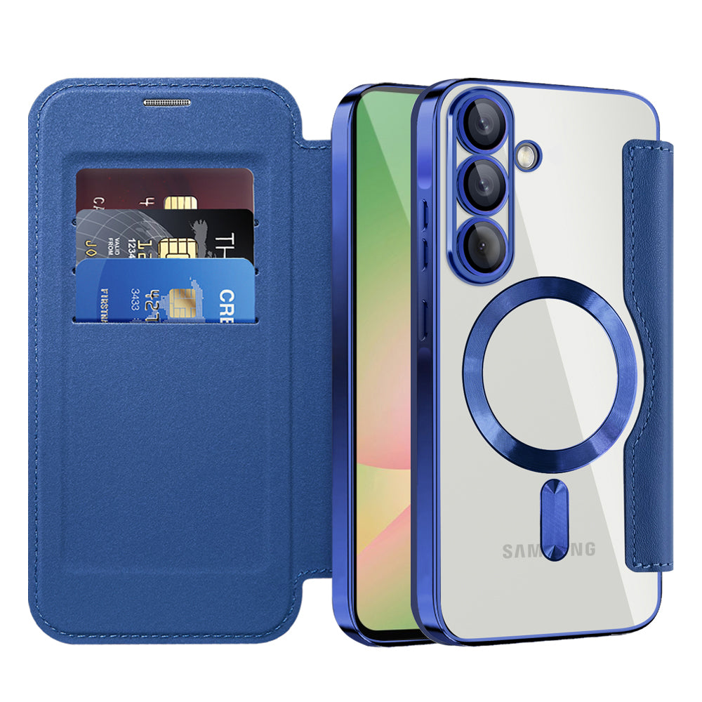 Funda MagSafe para Samsung Galaxy A56 A566, Techsuit, SmartMag Book, Azul