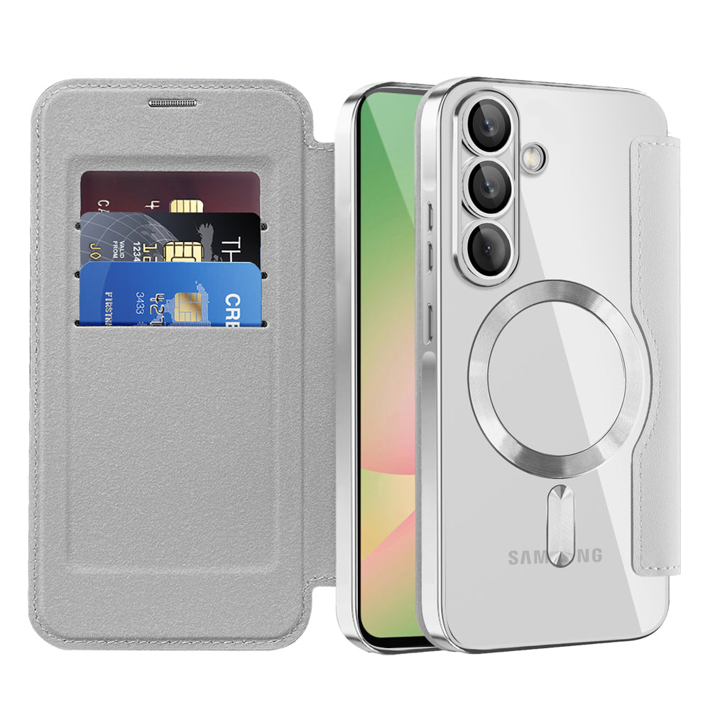 Funda MagSafe para Samsung Galaxy A56 A566, Techsuit, SmartMag Book, Gris