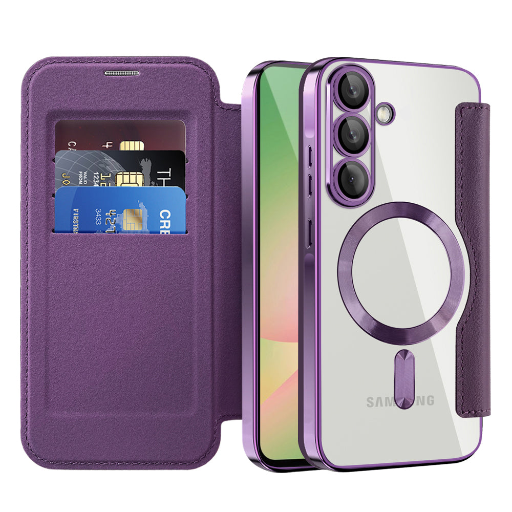 Funda MagSafe para Samsung Galaxy A56 A566, Techsuit, SmartMag Book, Morado
