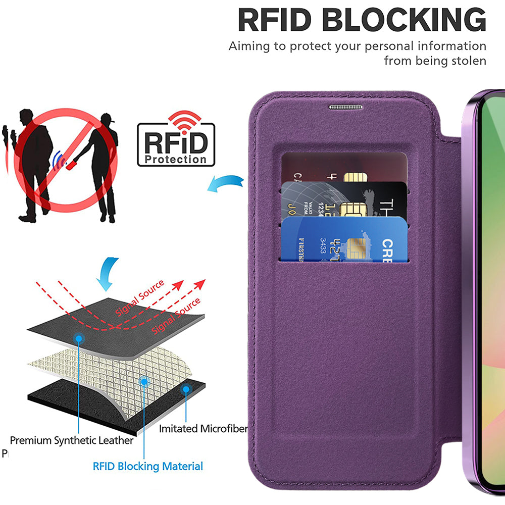 Funda MagSafe para Samsung Galaxy A56 A566, Techsuit, SmartMag Book, Morado