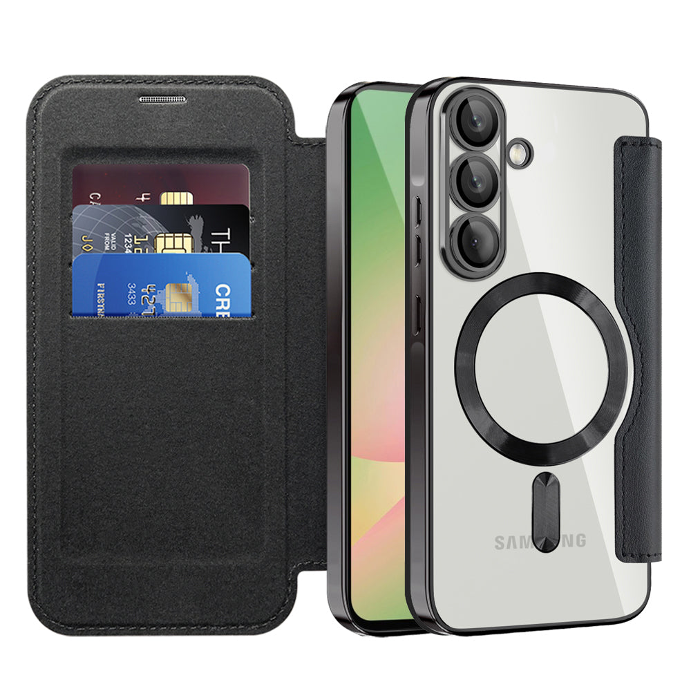 Funda MagSafe para Samsung Galaxy A56 A566, Techsuit, SmartMag Book, Negra