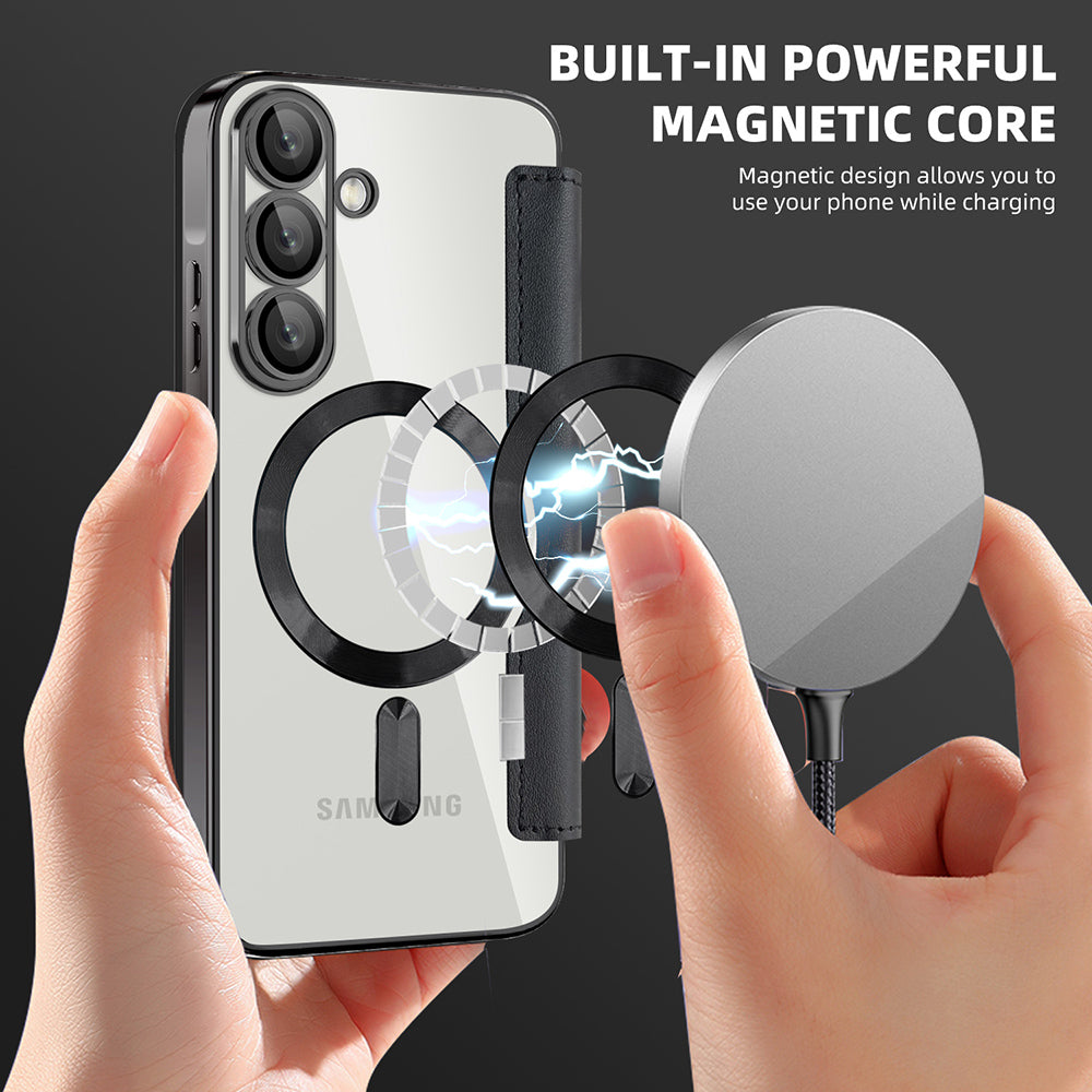 Funda MagSafe para Samsung Galaxy A56 A566, Techsuit, SmartMag Book, Negra