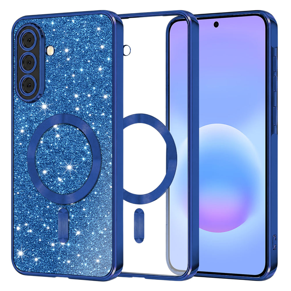 Funda MagSafe para Samsung Galaxy A57 5G, Techsuit, Luxury Glitter, Azul Oscuro