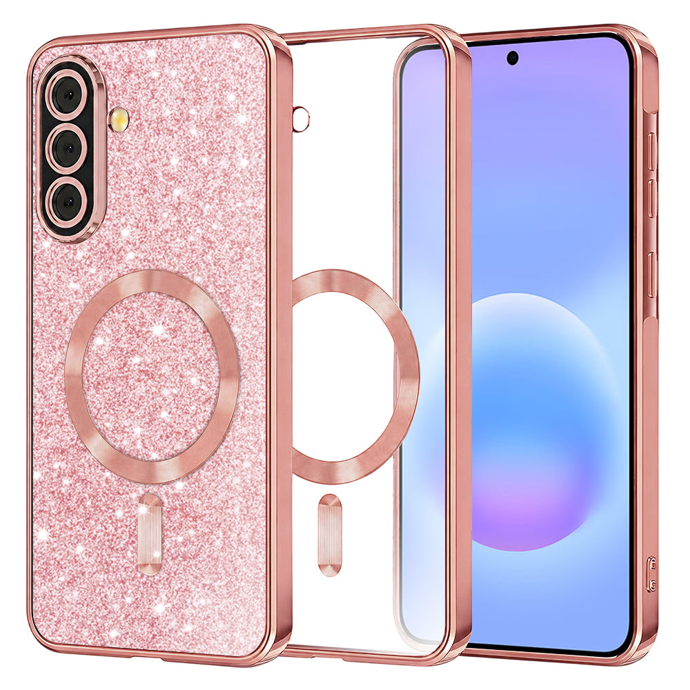 Funda MagSafe para Samsung Galaxy A57 5G, Techsuit, Luxury Glitter, Rosa Dorado