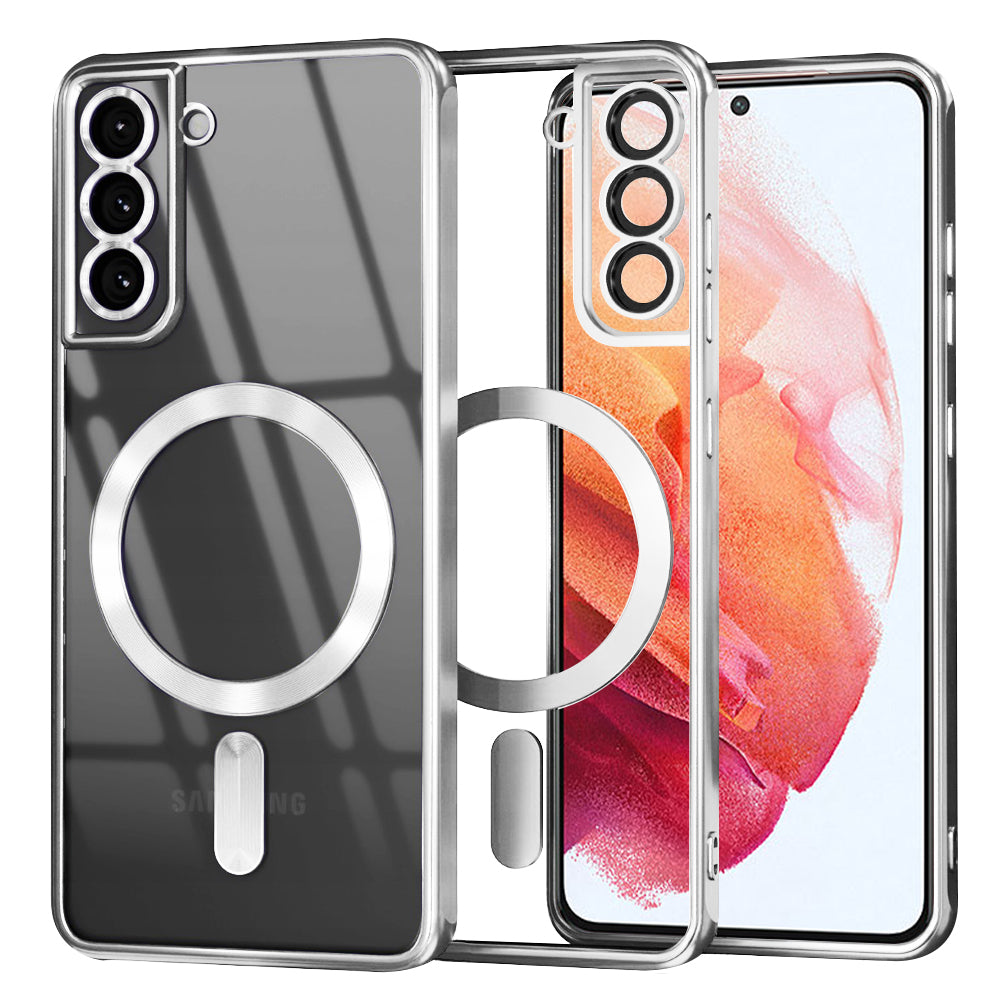 Funda MagSafe para Samsung Galaxy S21 5G G991, Techsuit, Luxury Crystal, Plateada