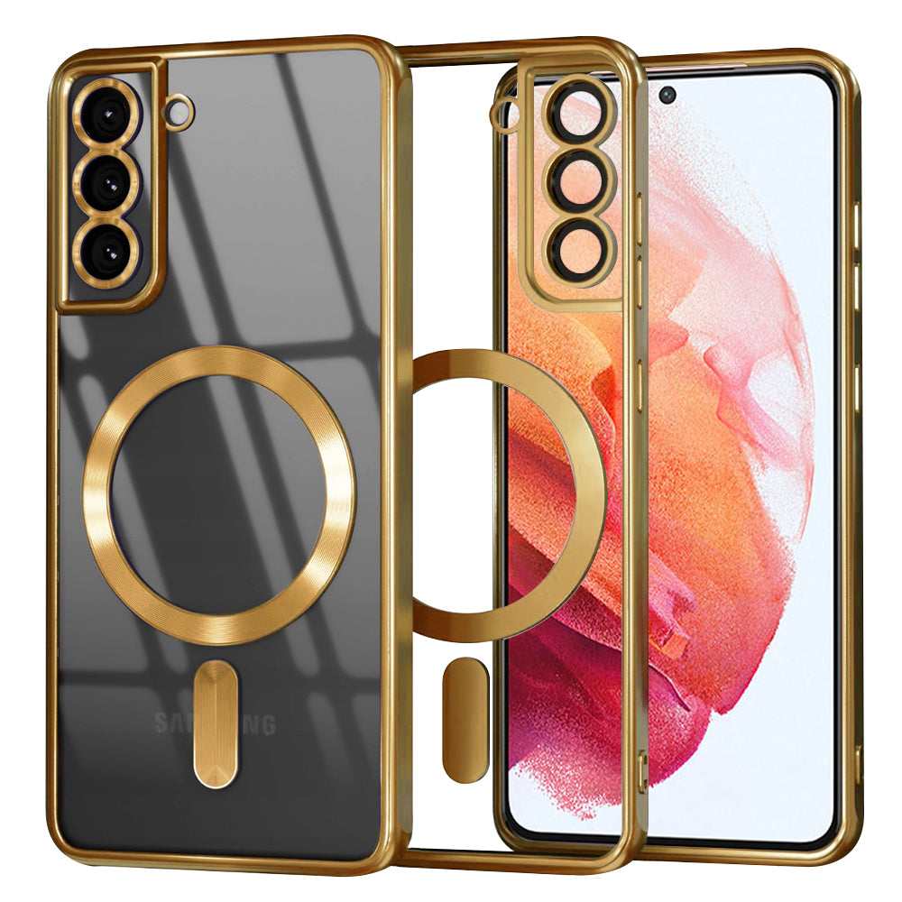 Funda MagSafe para Samsung Galaxy S21 5G G991, Techsuit, Luxury Crystal, Dorada
