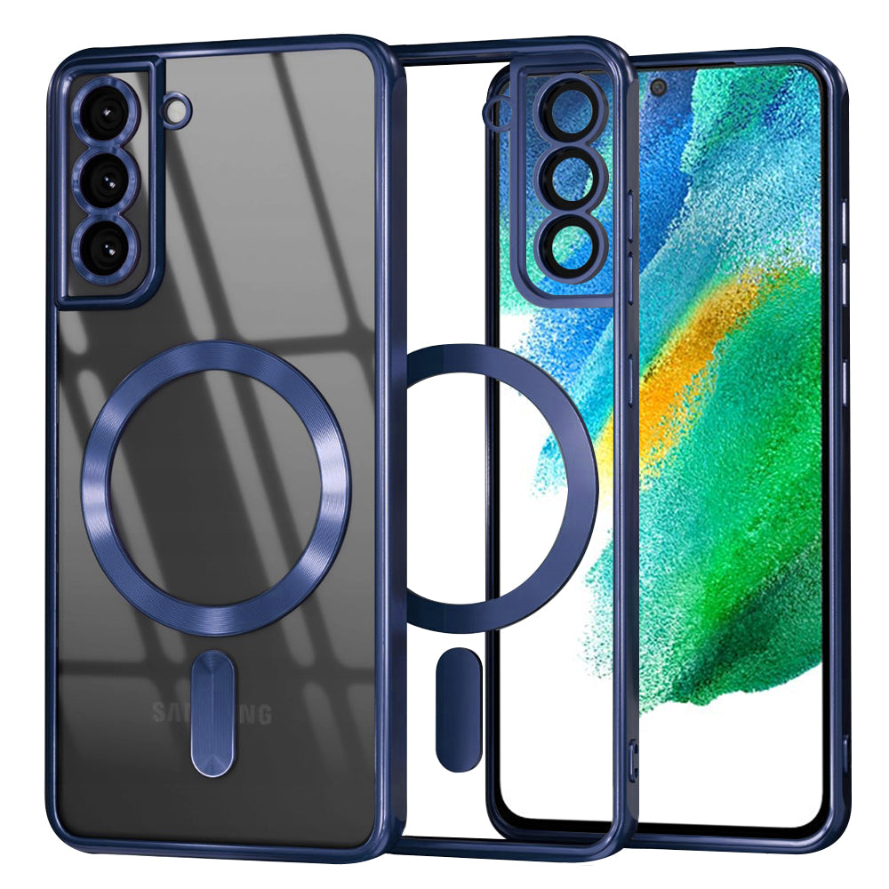 Funda MagSafe para Samsung Galaxy S21 FE 5G G990, Techsuit, Luxury Crystal, Azul Oscuro
