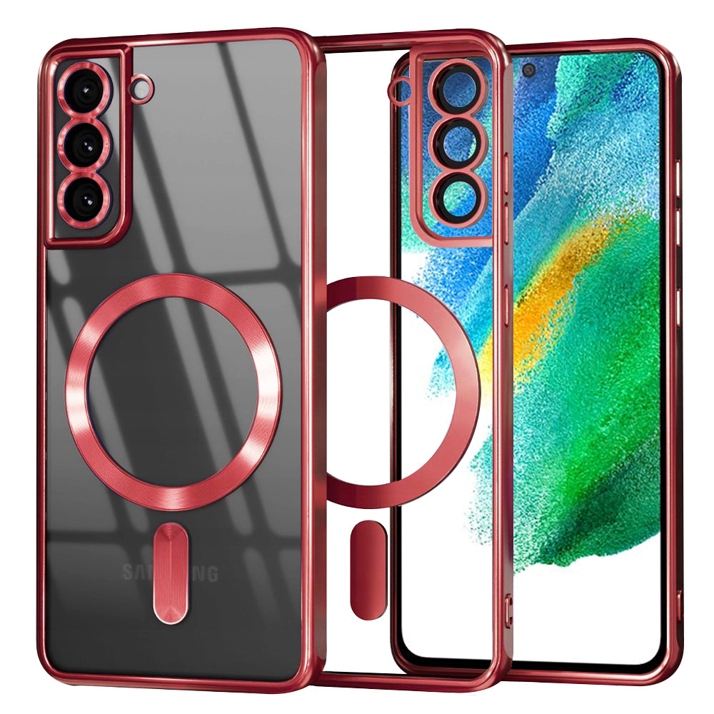 Funda MagSafe para Samsung Galaxy S21 FE 5G G990, Techsuit, Luxury Crystal, Roja