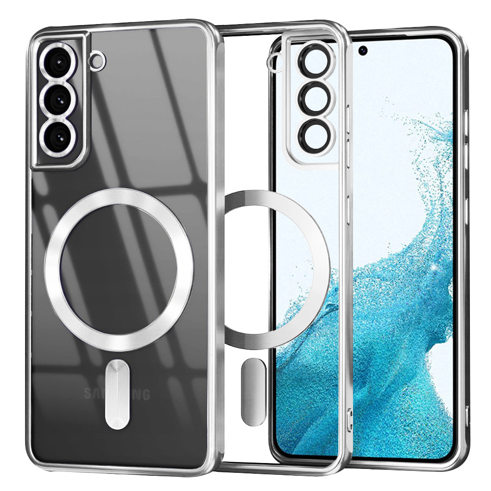 Funda MagSafe para Samsung Galaxy S22 5G S901, Techsuit, Luxury Crystal, Plateada