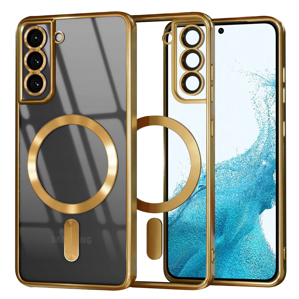 Funda MagSafe para Samsung Galaxy S22 5G S901, Techsuit, Luxury Crystal, Dorada