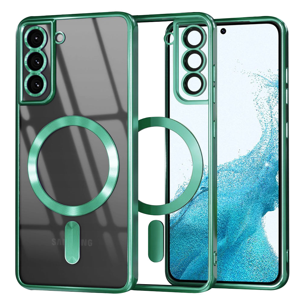 Funda MagSafe para Samsung Galaxy S22 5G S901, Techsuit, Luxury Crystal, Verde Claro