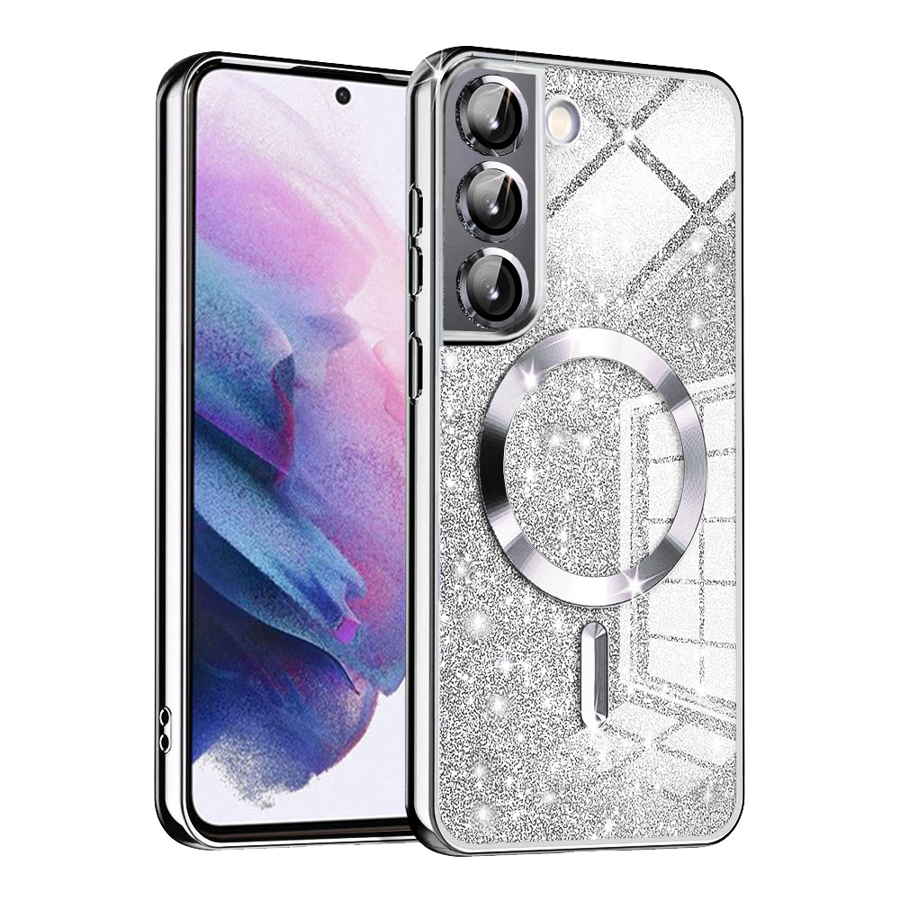 Funda MagSafe para Samsung Galaxy S22 5G S901, Techsuit, Luxury Glitter, Plateada