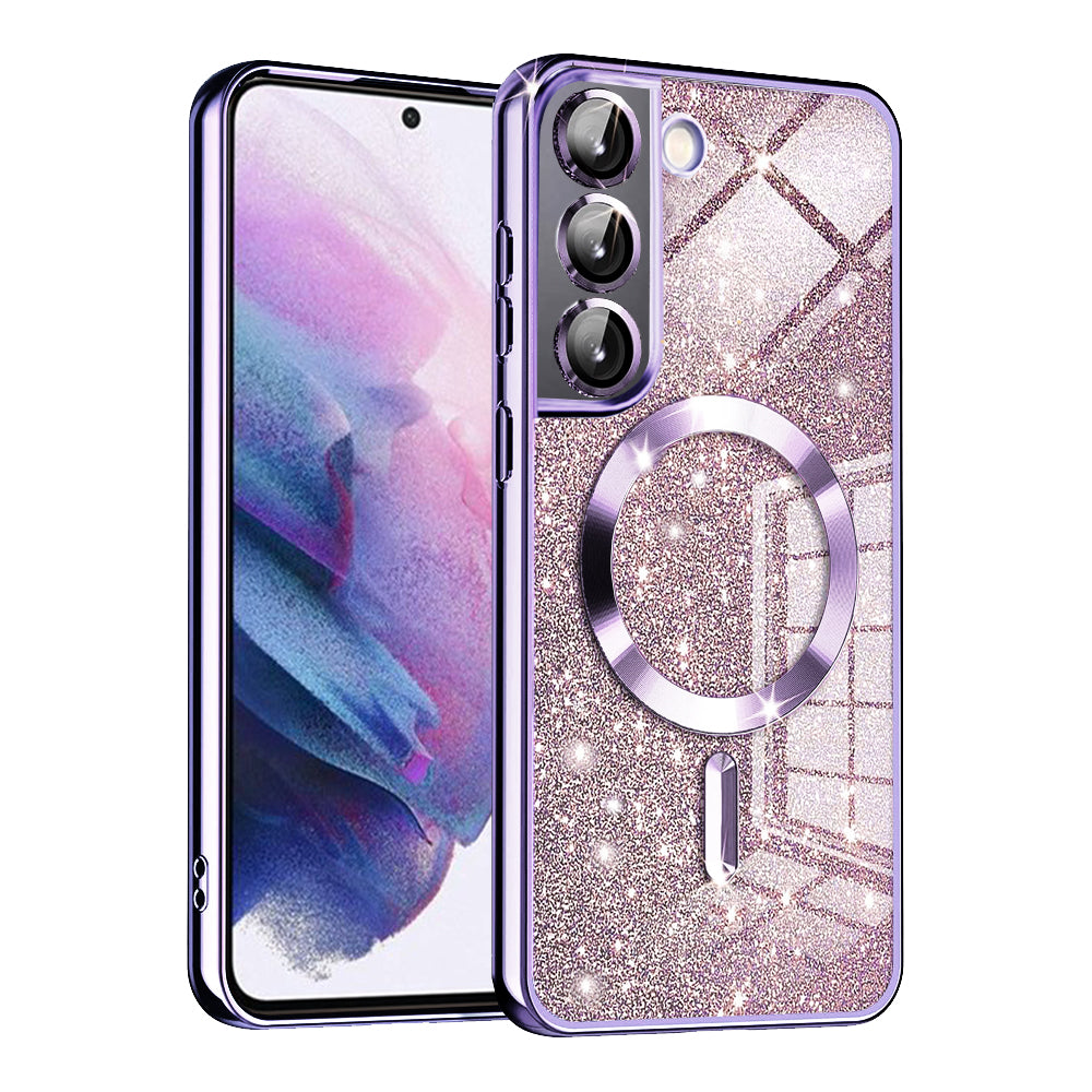 Funda MagSafe para Samsung Galaxy S22 5G S901, Techsuit, Luxury Glitter, Morado Claro