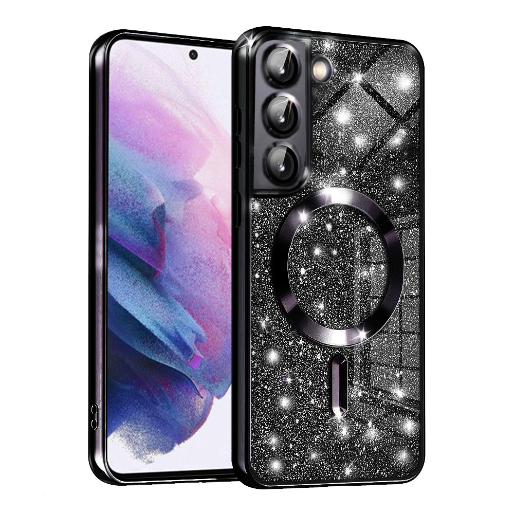 Funda MagSafe para Samsung Galaxy S22 5G S901, Techsuit, Luxury Glitter, Negra