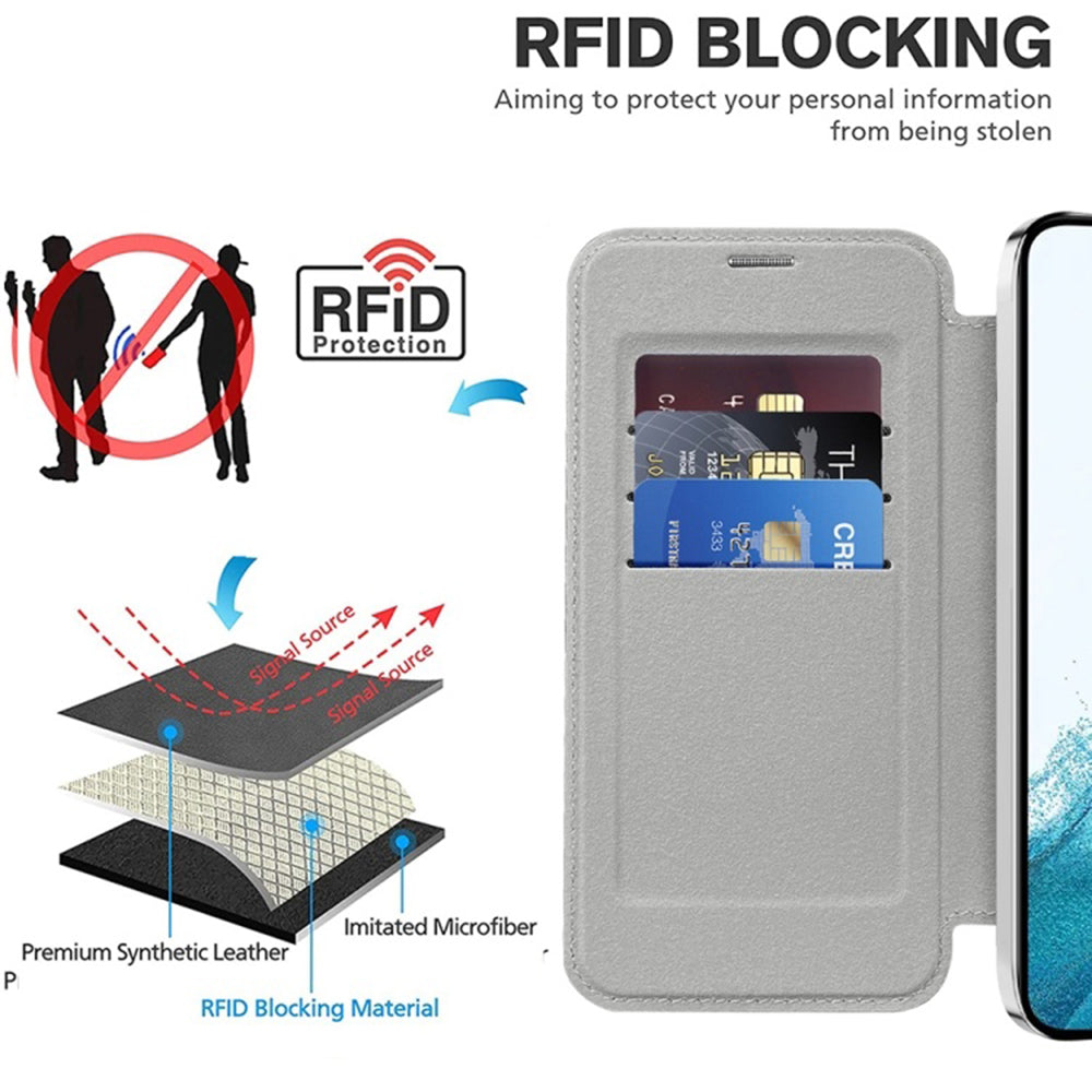Funda MagSafe para Samsung Galaxy S22 5G S901, Techsuit, SmartMag Book, Gris