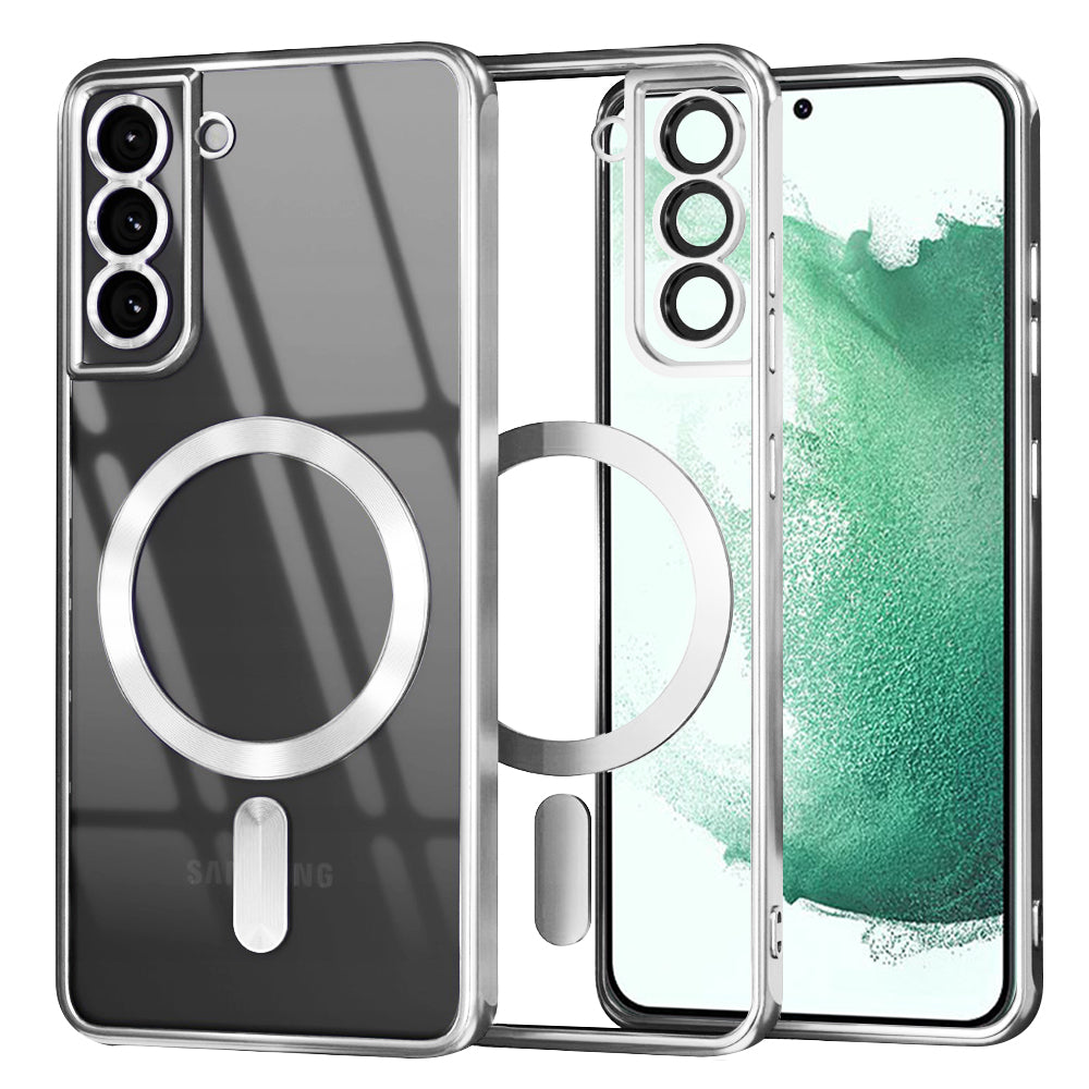 Funda MagSafe para Samsung Galaxy S22+ 5G S906, Techsuit, Luxury Crystal, Plateada