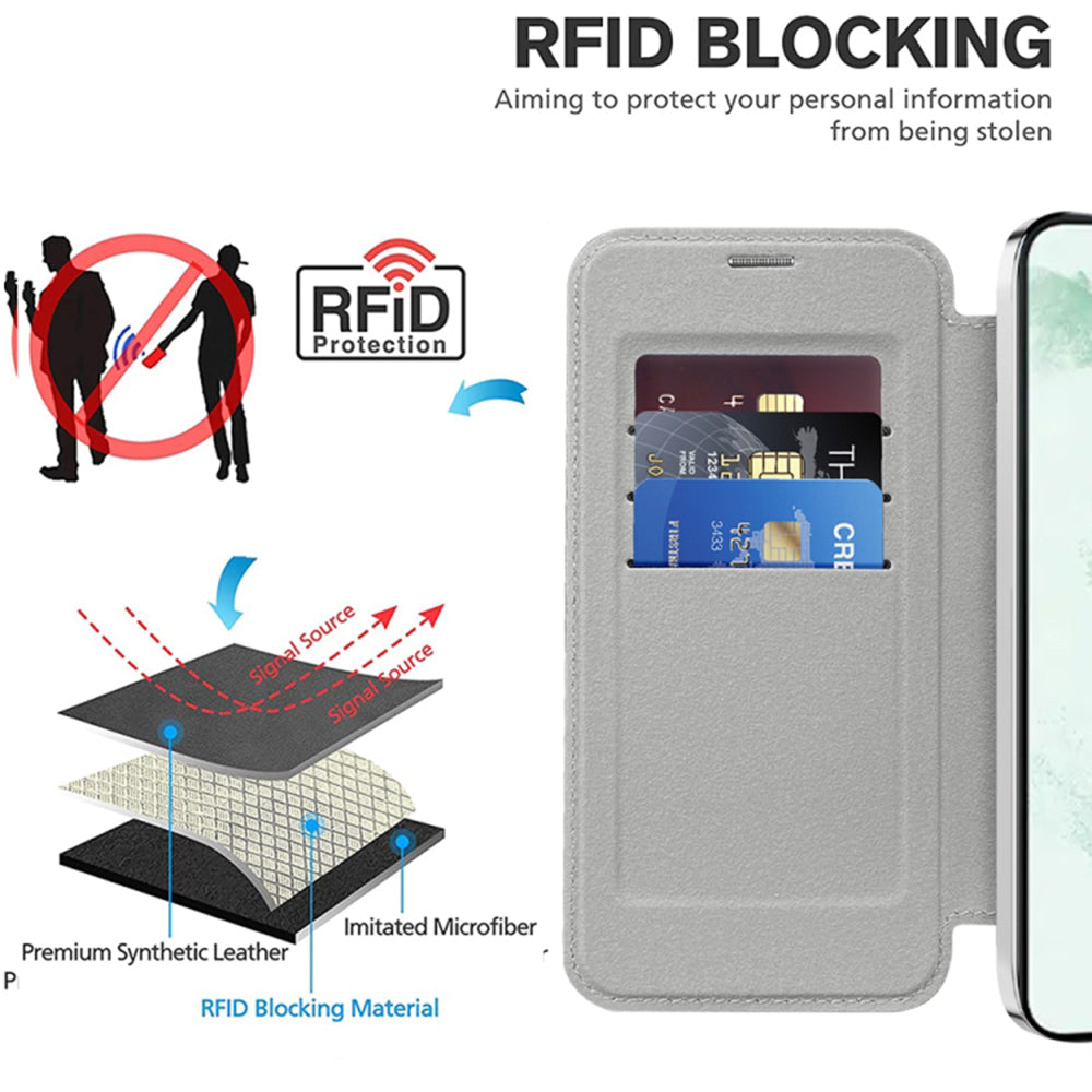 Funda MagSafe para Samsung Galaxy S22+ 5G S906, Techsuit, SmartMag Book, Gris