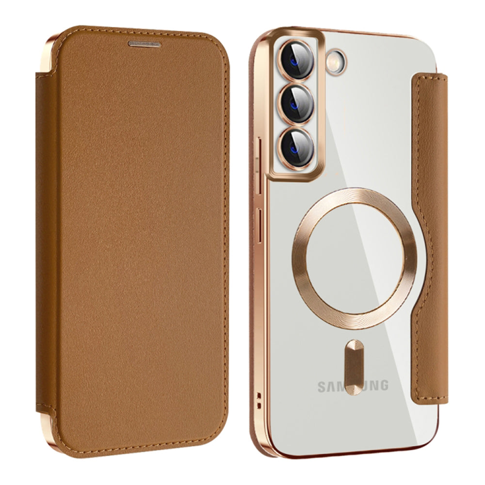 Funda MagSafe para Samsung Galaxy S22+ 5G S906, Techsuit, SmartMag Book, Marrón