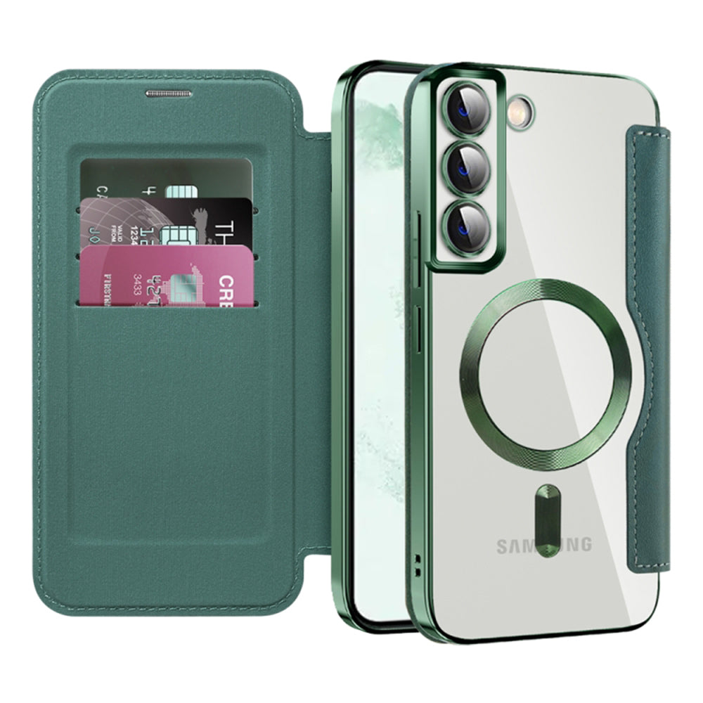 Funda MagSafe para Samsung Galaxy S22+ 5G S906, Techsuit, SmartMag Book, Verde