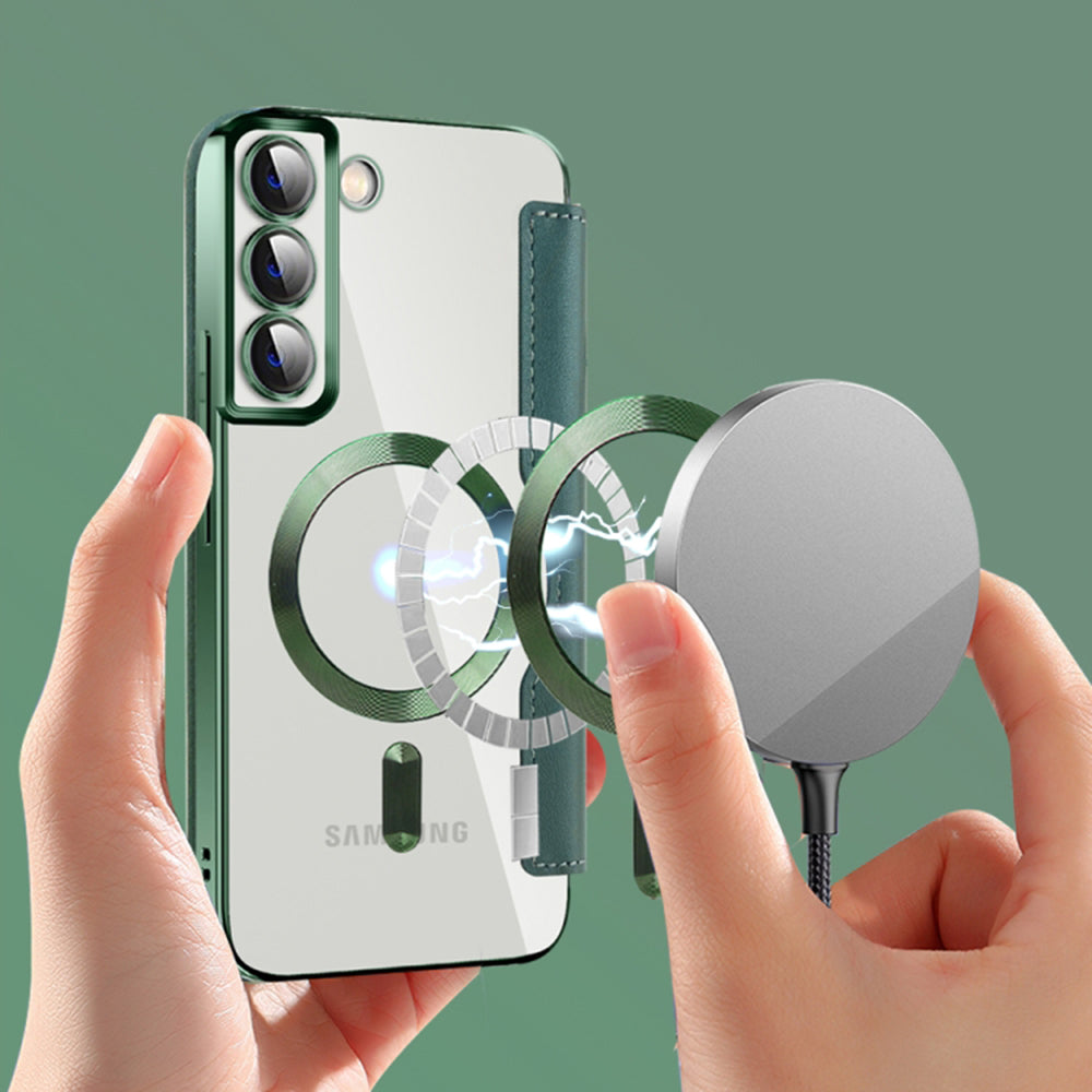 Funda MagSafe para Samsung Galaxy S22+ 5G S906, Techsuit, SmartMag Book, Verde
