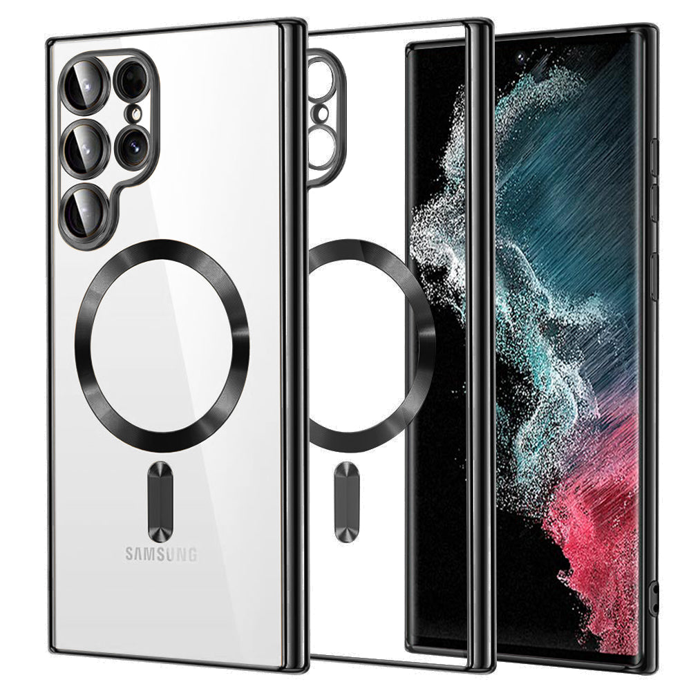 Funda MagSafe para Samsung Galaxy S22 Ultra 5G S908, Techsuit, Luxury Crystal, Negra