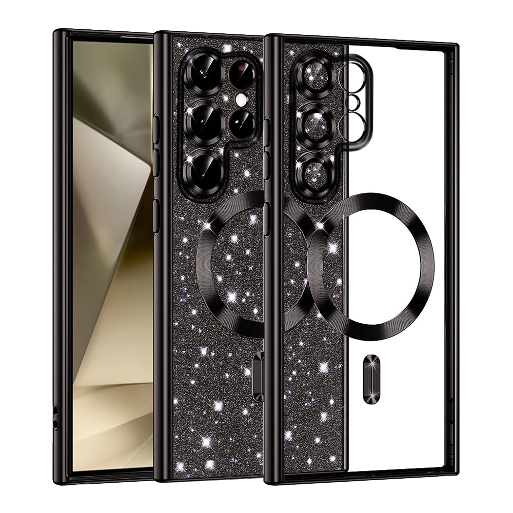 Funda MagSafe para Samsung Galaxy S22 Ultra 5G S908, Techsuit, Luxury Glitter, Negra
