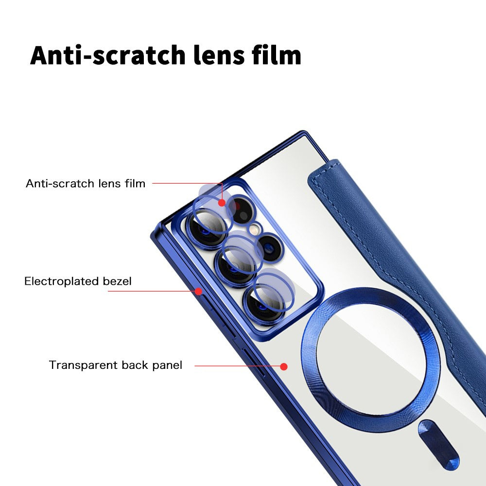 Funda MagSafe para Samsung Galaxy S22 Ultra 5G S908, Techsuit, SmartMag Book, Azul