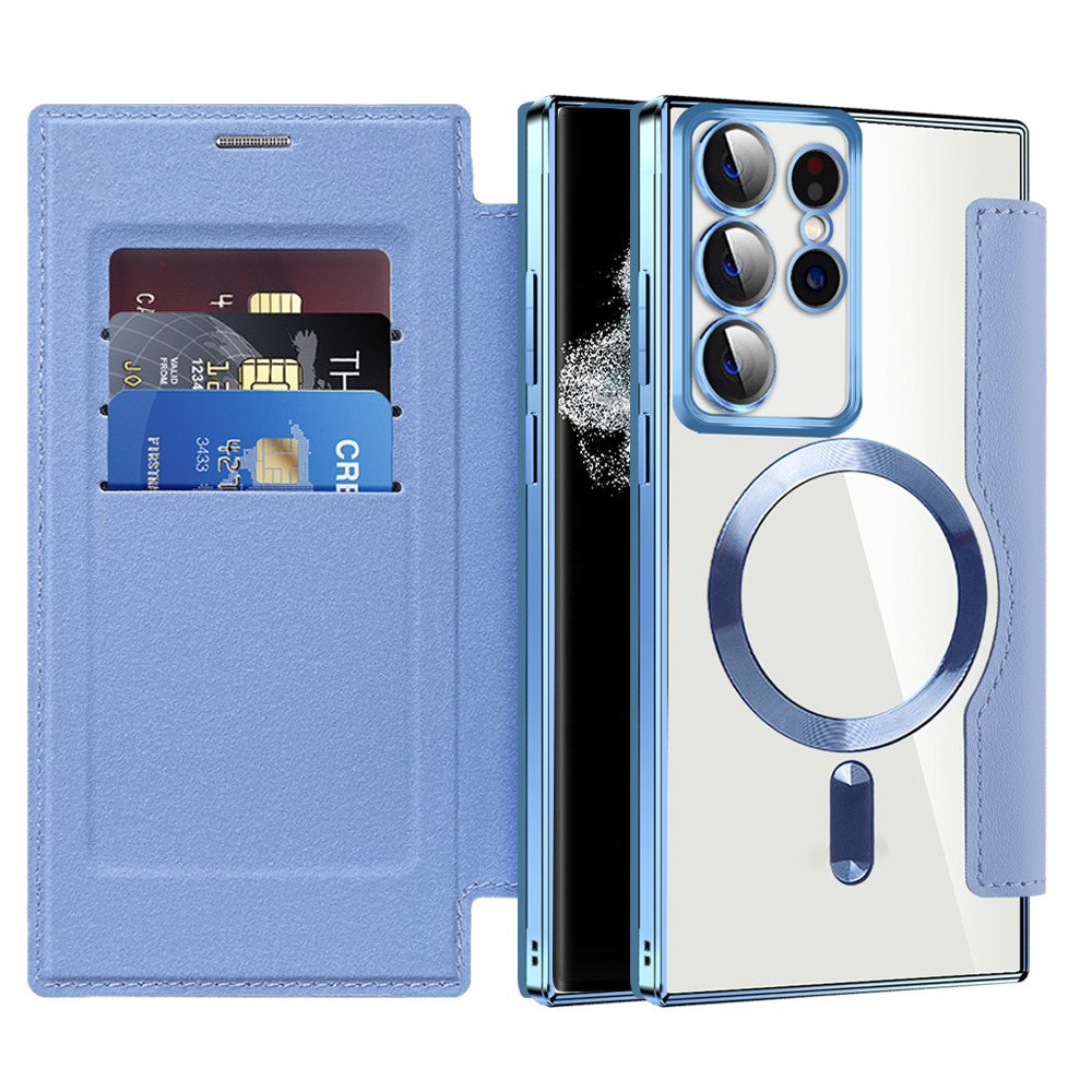 Funda MagSafe para Samsung Galaxy S22 Ultra 5G S908, Techsuit, SmartMag Book, Azul