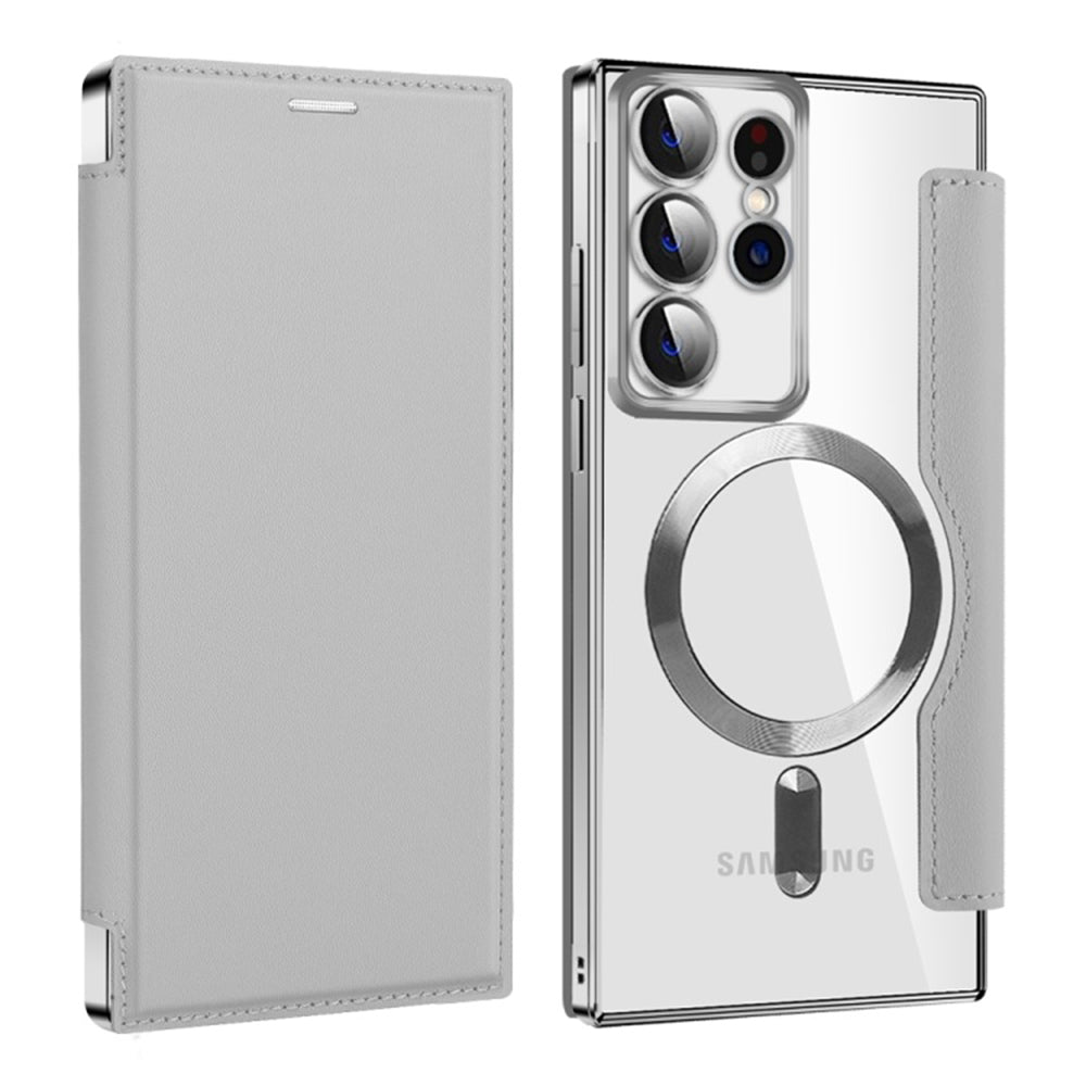 Funda MagSafe para Samsung Galaxy S22 Ultra 5G S908, Techsuit, SmartMag Book, Gris