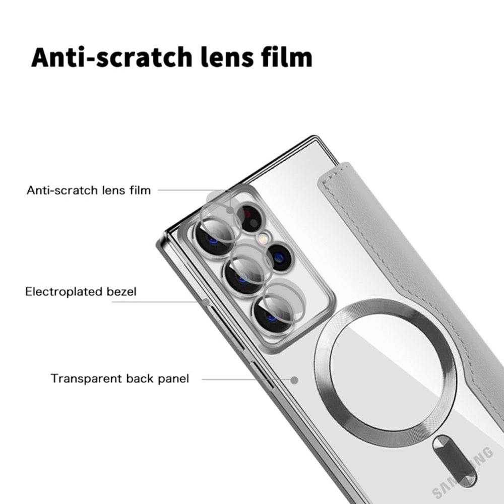 Funda MagSafe para Samsung Galaxy S22 Ultra 5G S908, Techsuit, SmartMag Book, Gris