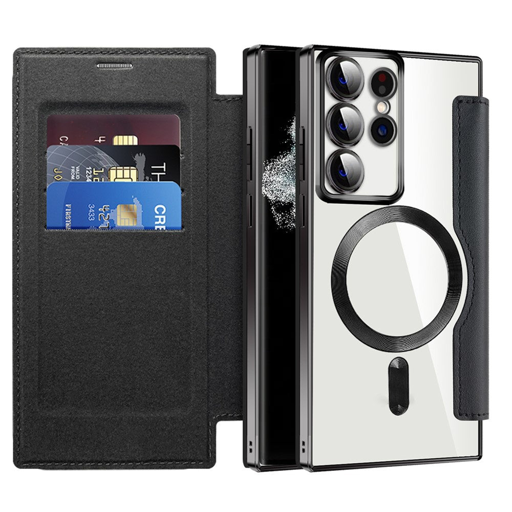 Funda MagSafe para Samsung Galaxy S22 Ultra 5G S908, Techsuit, SmartMag Book, Negra