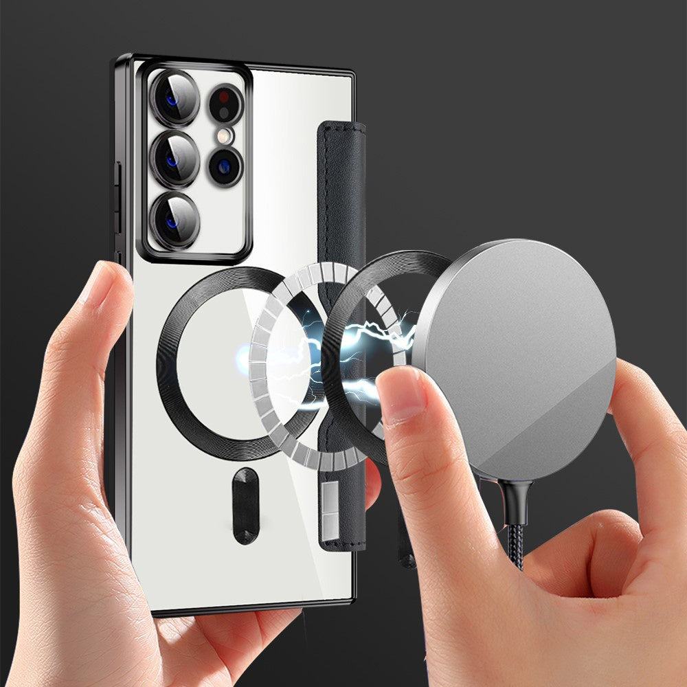 Funda MagSafe para Samsung Galaxy S22 Ultra 5G S908, Techsuit, SmartMag Book, Negra