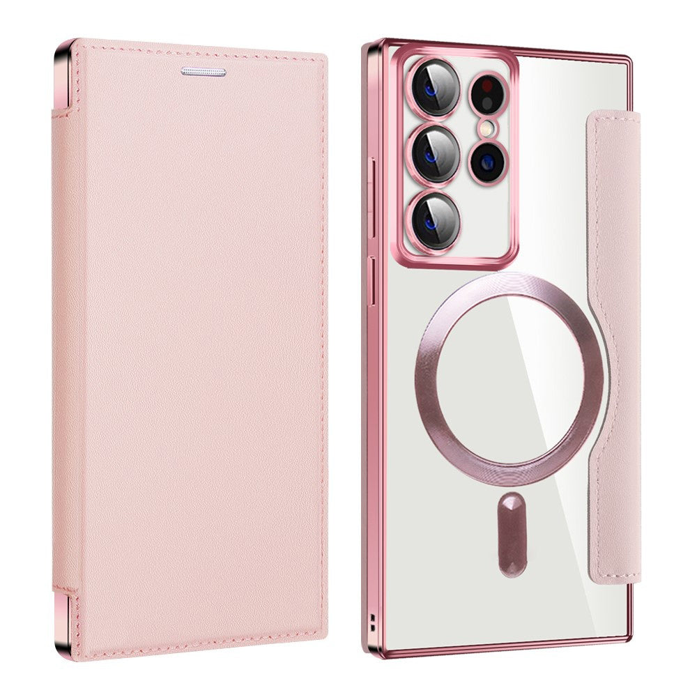 Funda MagSafe para Samsung Galaxy S22 Ultra 5G S908, Techsuit, SmartMag Book, Rosa