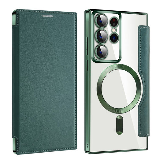 Funda MagSafe para Samsung Galaxy S22 Ultra 5G S908, Techsuit, SmartMag Book, Verde
