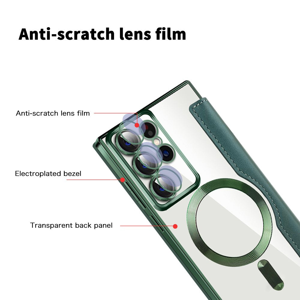 Funda MagSafe para Samsung Galaxy S22 Ultra 5G S908, Techsuit, SmartMag Book, Verde