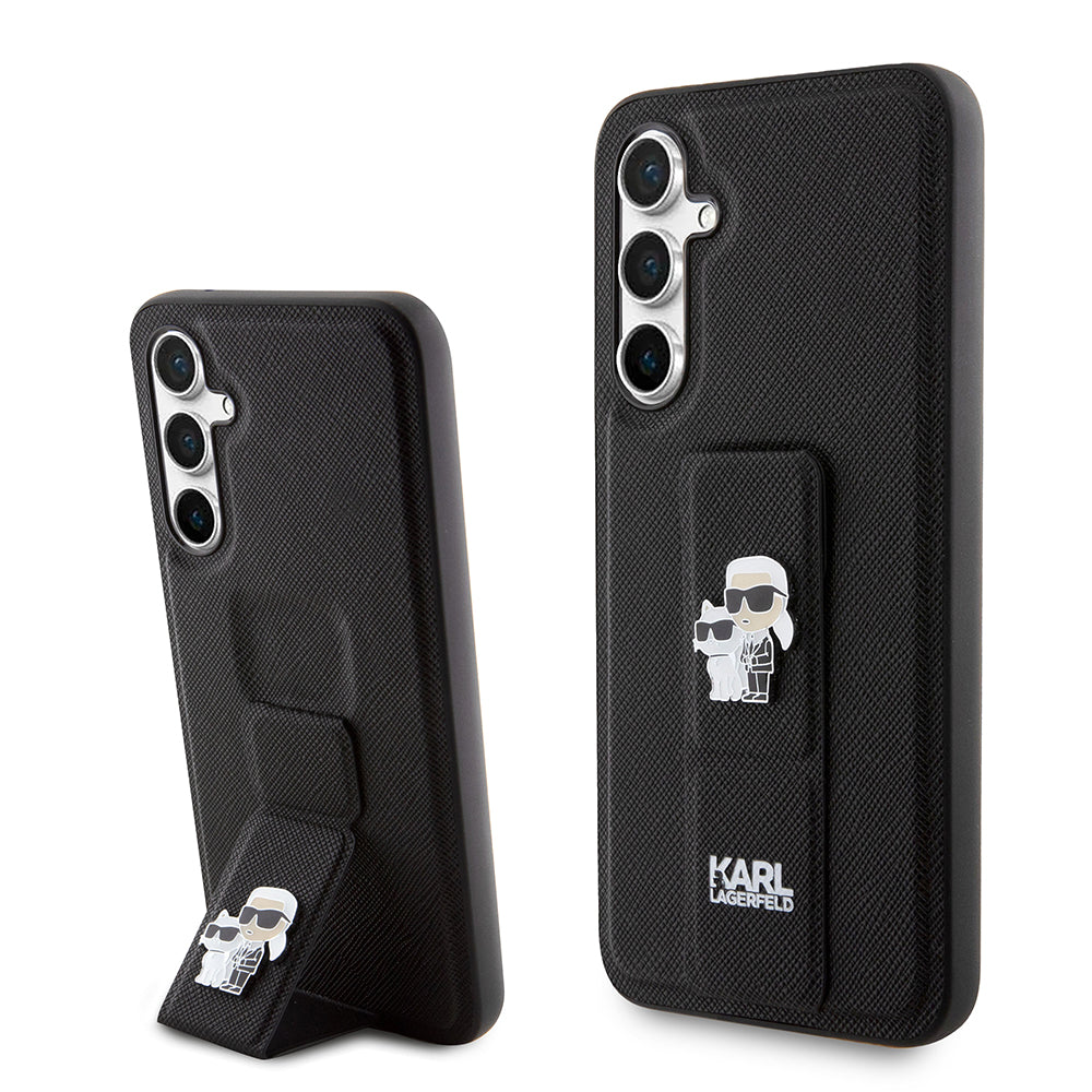 Funda MagSafe para Samsung Galaxy S23 FE S711, Karl Lagerfeld, Saffiano Gripstand Karl & Choupette, Azul.