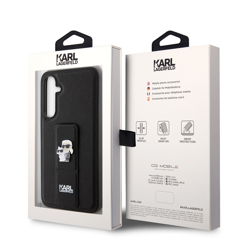 Funda MagSafe para Samsung Galaxy S23 FE S711, Karl Lagerfeld, Saffiano Gripstand Karl & Choupette, Azul.