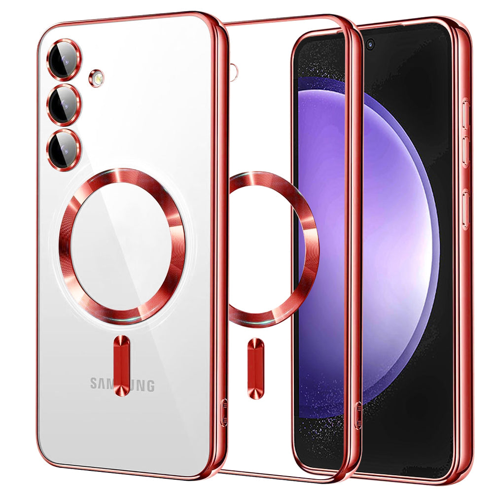 Funda MagSafe para Samsung Galaxy S23 FE S711, Techsuit, Luxury Crystal, Roja