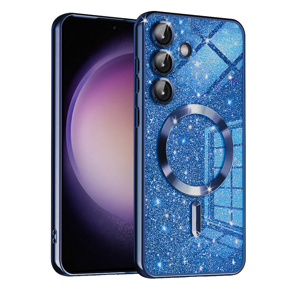 Funda MagSafe para Samsung Galaxy S23 FE S711, Techsuit, Luxury Glitter, Azul Oscuro