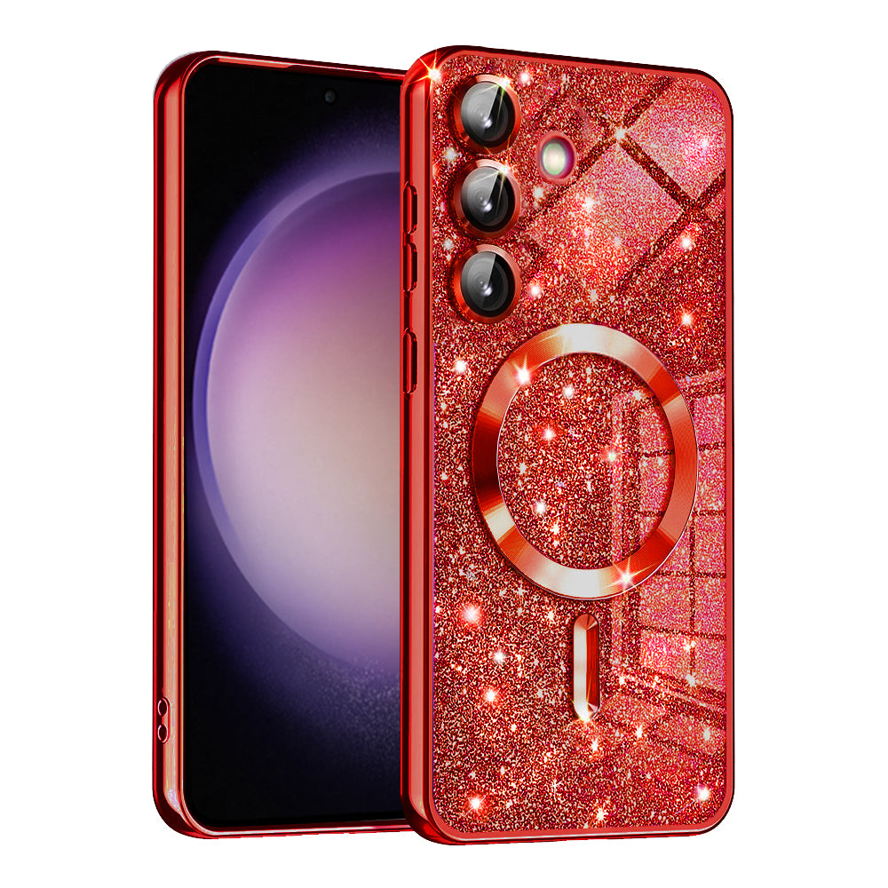 Funda MagSafe para Samsung Galaxy S23 FE S711, Techsuit, Luxury Glitter, Roja