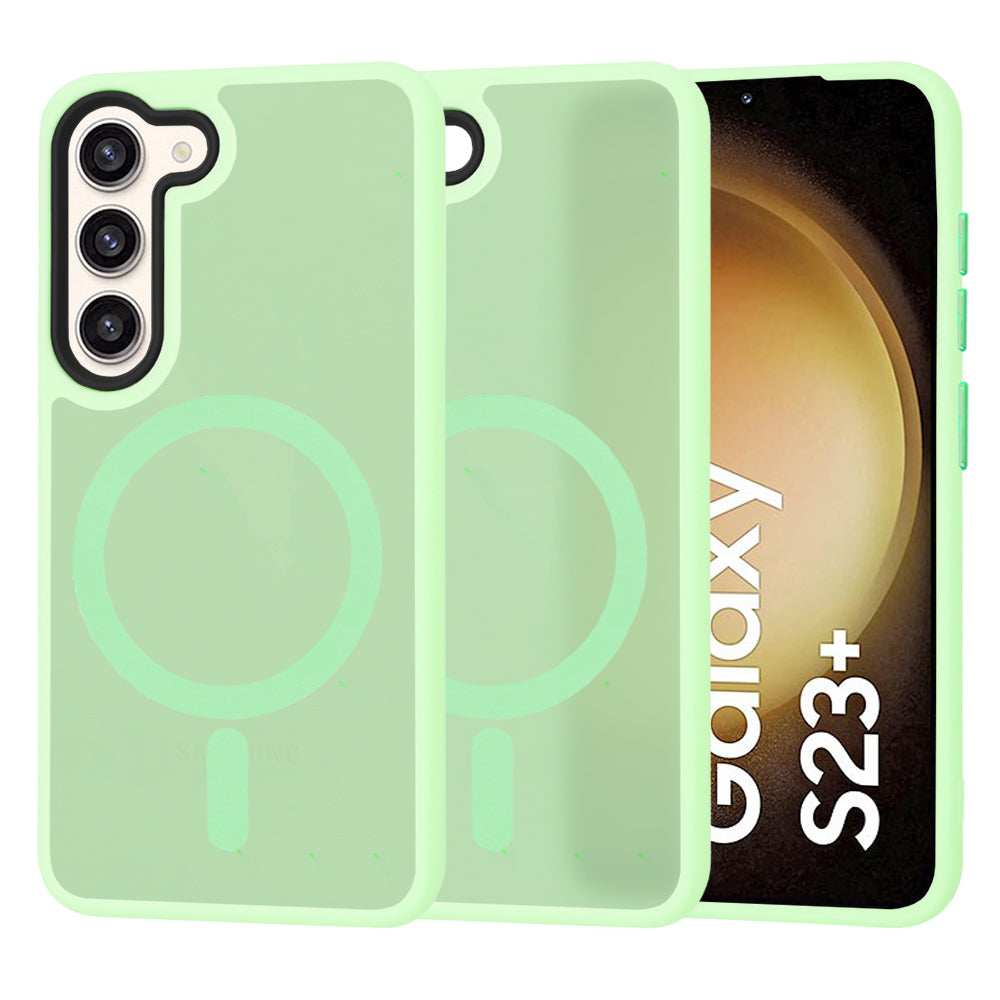 Funda MagSafe para Samsung Galaxy S23+ S916, Techsuit, HaloFrost, Verde Claro